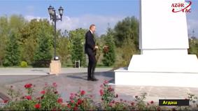 Президент Ильхам Алиев посетил в Агдаше памятник общенациональному лидеру Гейдару Алиеву