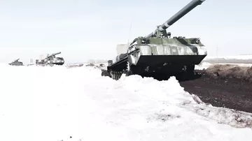 Применение самоходных артустановок «Малка» в ходе учения на Кузбассе
