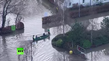 В Великобритании беспилотник заснял наводнение, вызванное штормом Десмонд