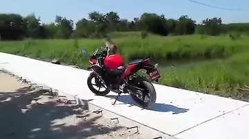 Драка мотоциклиста с обезьяной