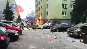 Видео с места взрыва в многоэтажке в Словакии